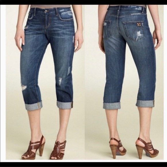 Joe's Jeans Denim - Joe’s Jeans Distressed Mid-Rise Raw Hem cuffed Kicker Denim Jean Size 29